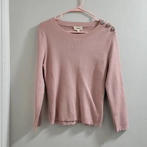 L'AGENCE Ronnie Ribbed Crewneck Sweater With Shoulder